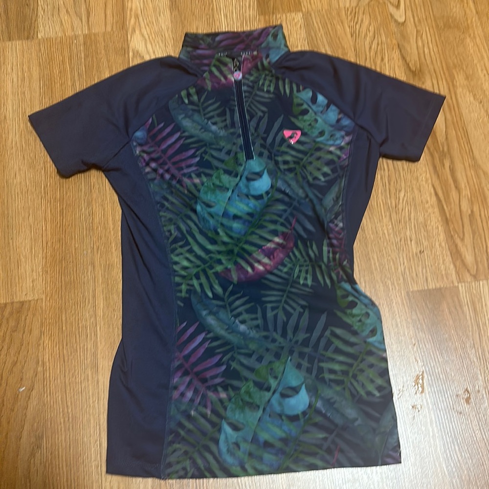 AUBRION girls sun shirt 13–14 years tropical 🌴 zipper side pocket